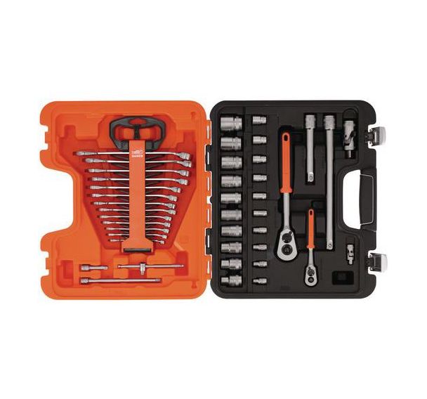 Jeu douilles 1/4'' + 1/2'' 6 pans métriques jeu clés mixtes 41 pièces