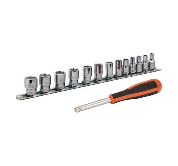 Jeu douilles 1/4" 6 pans métriques avec rallonge