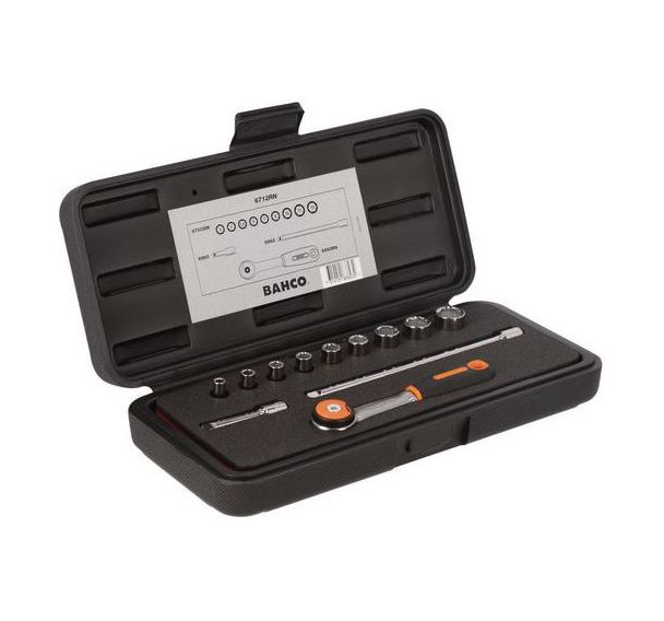 Jeu douilles 1/4" 6 pans métriques et cliquet tête ronde