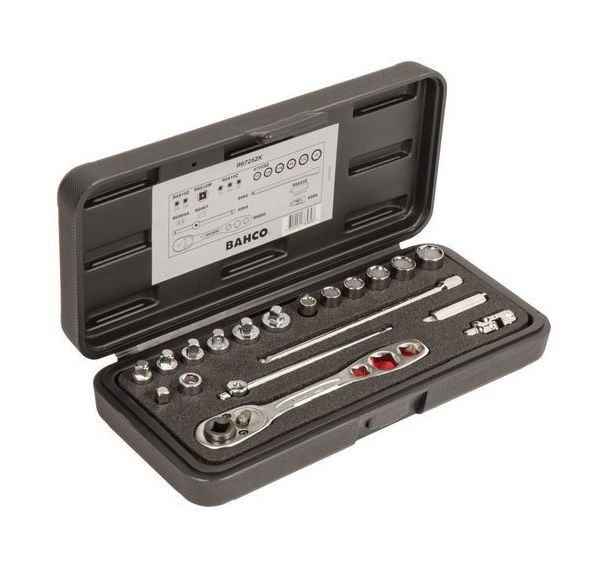 Jeu douilles 1/4" 6 pans pouces et cliquet réfrigération