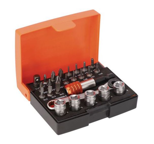 Jeu embouts et douilles 1/4" vis fente/PH/PZ/TORX/6 pans