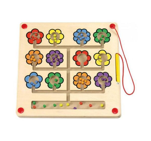 Jeu magnétique en bois : Les fleurs