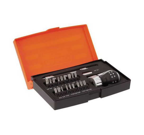 Jeu tournevis à cliquet porte-embouts 1/4" 22 pièces