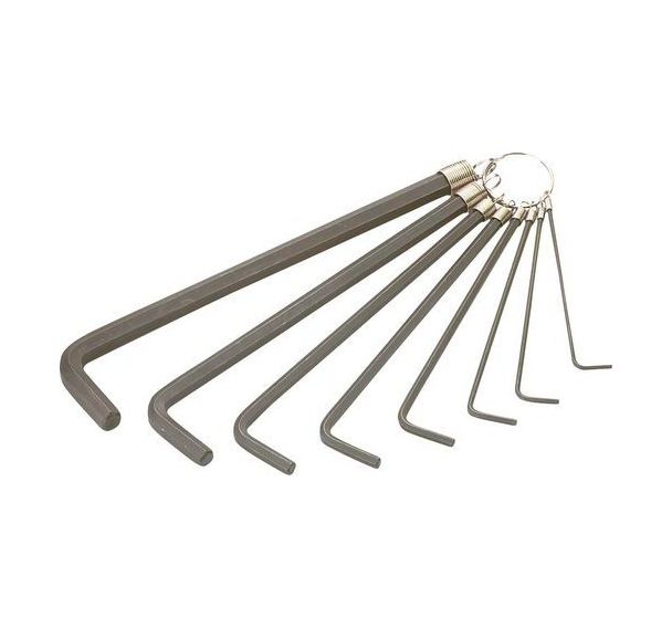 Jeux de clés mâles coudées longues 6 pans sur anneaux