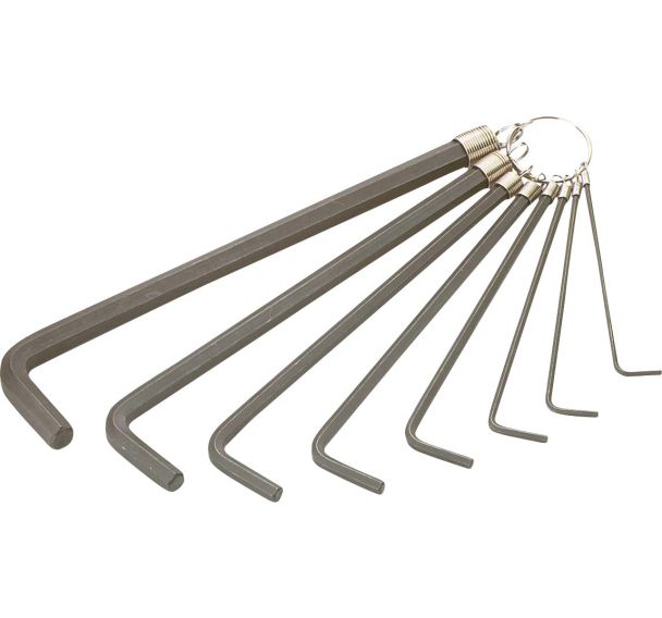 Jeux de clés mâles coudées longues 6 pans sur anneaux - Ref. : 63-AN8