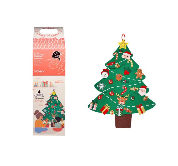 Kit DIY sapin de Noël géant feutrine avec 30 décorations