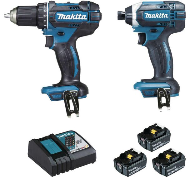Kit Makita perceuse visseuse et visseuse à chocs 18V 5Ah