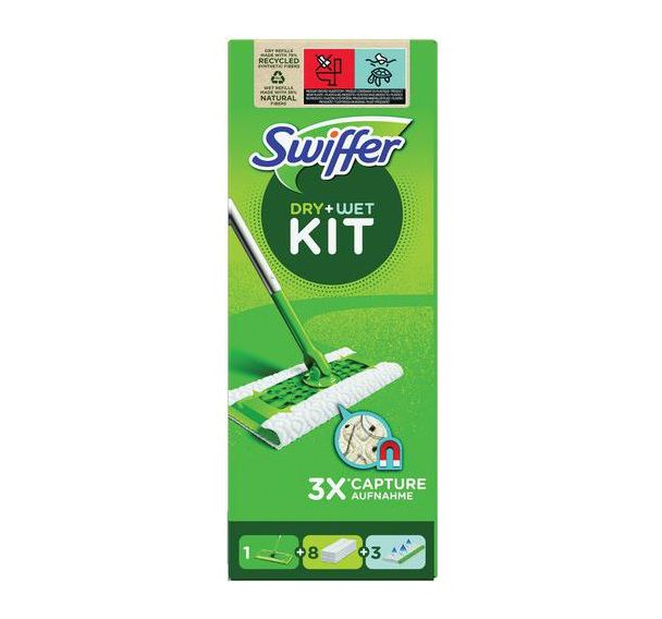 Kit balai et lingettes 8 sèches/3 humides - Swiffer