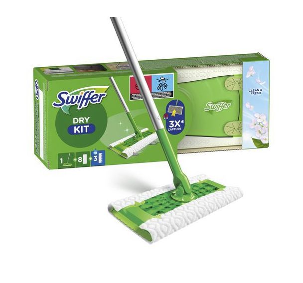 Kit balai et lingettes 8 sèches/3 humides - Swiffer