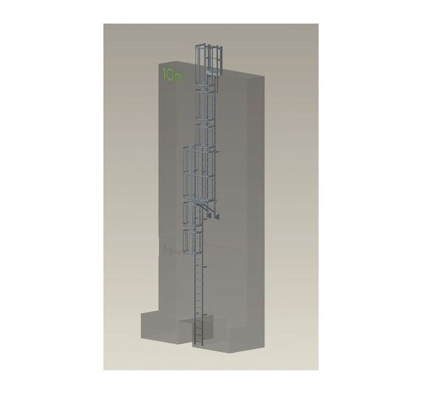 Kit complet échelle à crinoline - Hauteur 10,75 m