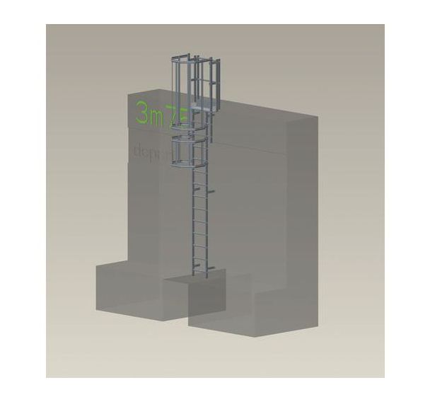 Kit complet échelle à crinoline - Hauteur 3,75 m