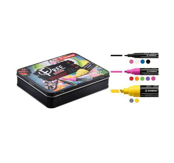 Kit de 11 feutres STABILO FREE acrylique pointes mixtes