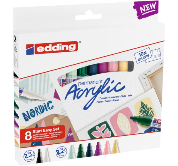 Kit de démarrage 8 marqueurs Acrylic + bloc cartes postales