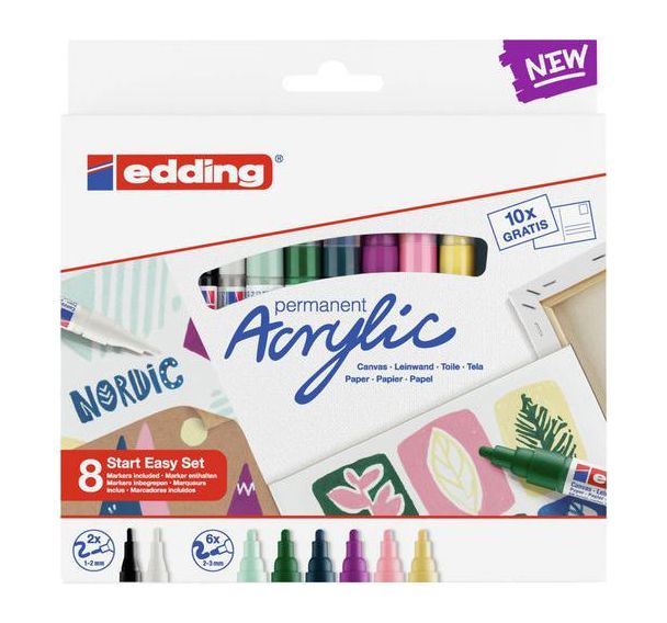 Kit de démarrage 8 marqueurs Acrylic + bloc cartes postales