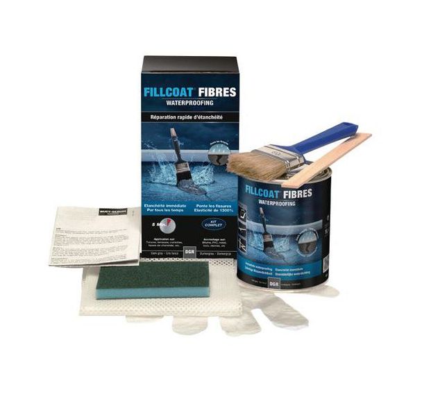 Kit fibres réparation étanchéité p/toiture tous supports gris foncé 1l RustOleum