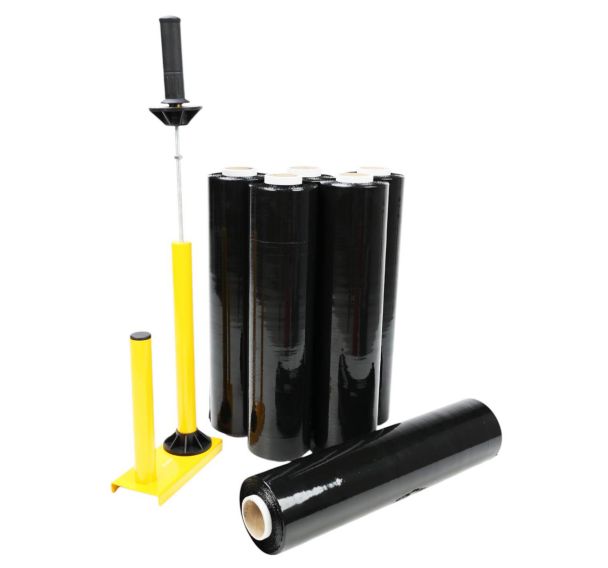 Kit film étirable cast opaque avec dérouleur acier - Manutan Expert