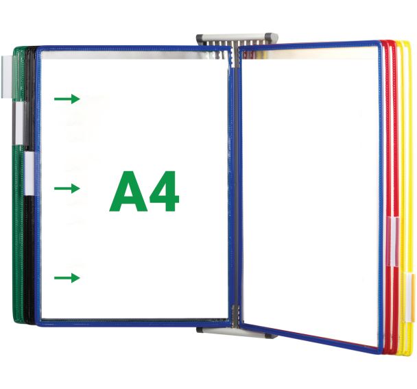 Kit mural métal 10 poches A4 - ouverture intérieur - Assorti