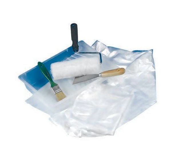 Kit peinture - Bac rouleau pinceau couteau et bâche