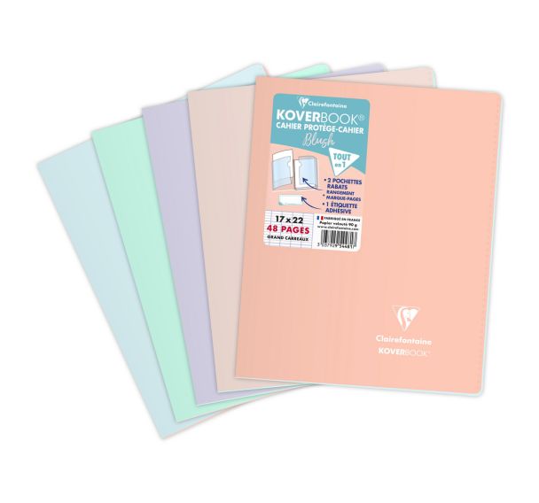 Koverbook Blush piqué PP bicolore opaque 17x22cm 48p séyès coloris ass - Lot de 10