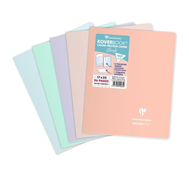 Koverbook Blush piqué PP bicolore opaque 17x22cm 96p séyès coloris ass - Lot de 10