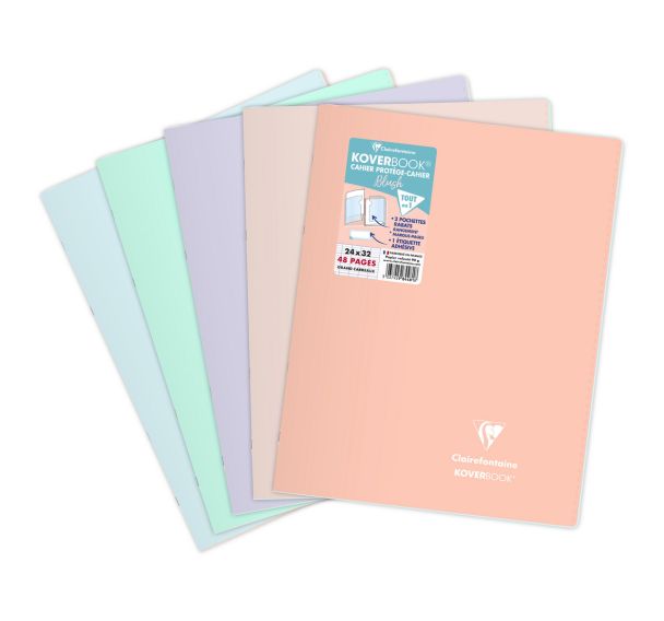 Koverbook Blush piqué PP bicolore opaque 24x32cm 48p séyès coloris ass - Lot de 10