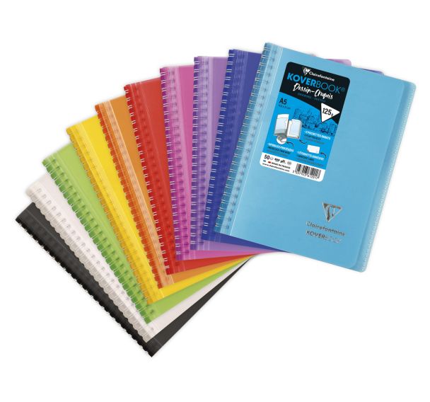 Koverbook carnet dessin 14,8x21cm spiralé 100p papier blanc 125 g - Lot de 10