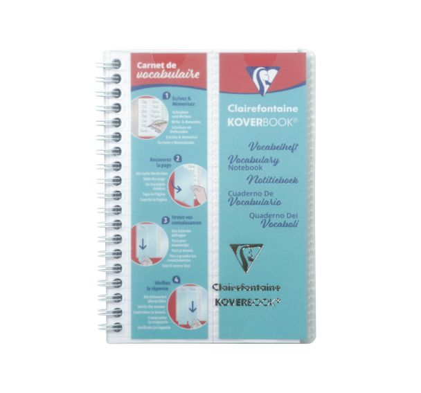 Koverbook carnet vocabulaire spiralé 11x17cm 100p Ligné marge centrale - Lot de 10