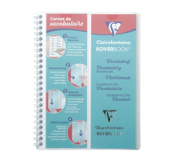 Koverbook carnet vocabulaire spiralé 14,8x21cm 100p Ligné marge centrale - Lot de 10