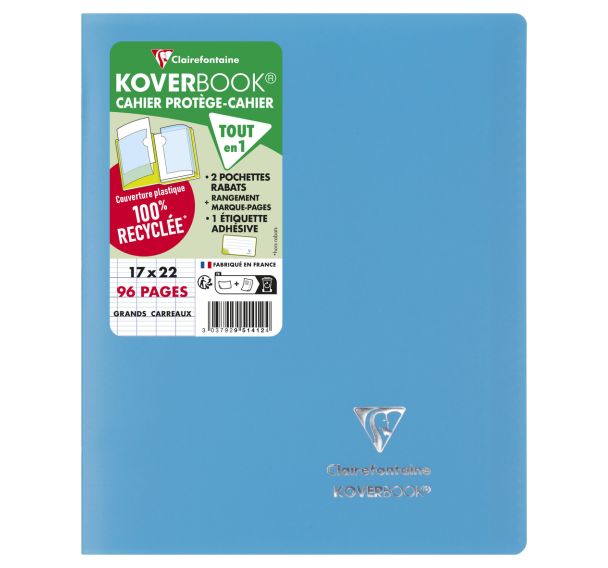 Koverbook piqué polypro opaque 17x22cm 96p séyès - Clairefontaine