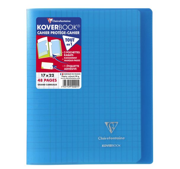 Koverbook piqué polypro transparent 10 couleurs ass 17x22cm 48p séyès livré en boîte prêt-à-vendre