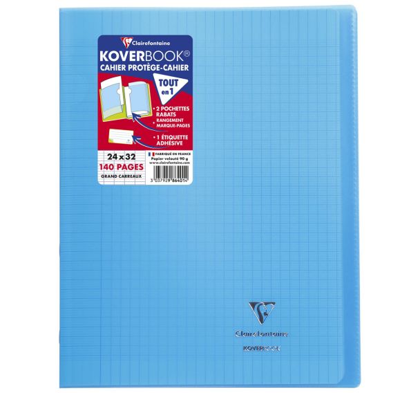 Koverbook piqué polypro transparent 10 couleurs ass 24x32cm 140p Séyès livré en boîte prêt-à-vendre