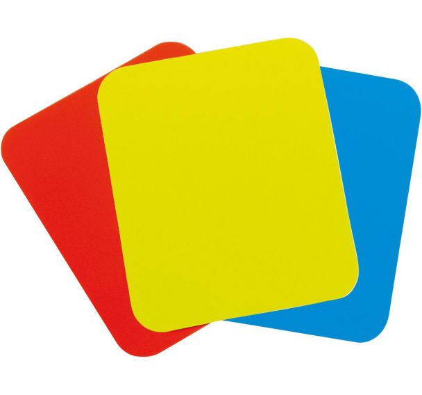 Lot 3 cartons arbitre handball jaune + rouge + bleu