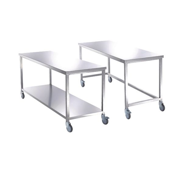 La table de préparation du linge en inox 2 plateaux
