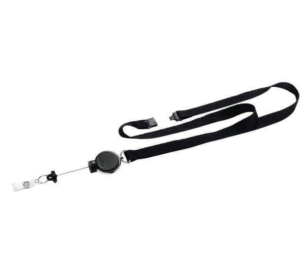 Lacet textile avec enrouleur pour badge - noir