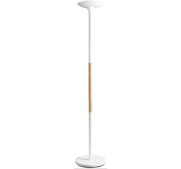 Lampadaire LED Pryska scandinave bois et blanc - Unilux