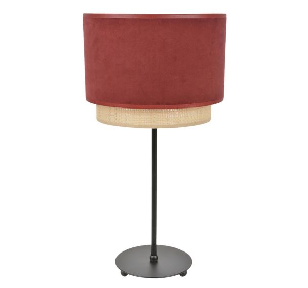 Lampe base ronde en métal peint. Abat-jour double cylindre Corep