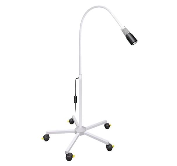 Lampe d'examen LED FOCUS avec pied à roulettes court, blanc-Luxamed