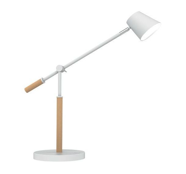 Lampe de bureau LED Vicky scandinave bois et blanc - Unilux