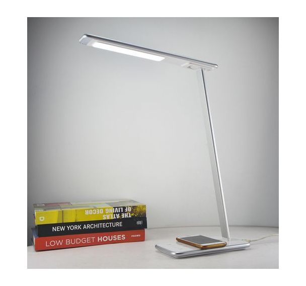 Lampe de bureau ORBIT blanche et argent- ALUMINOR
