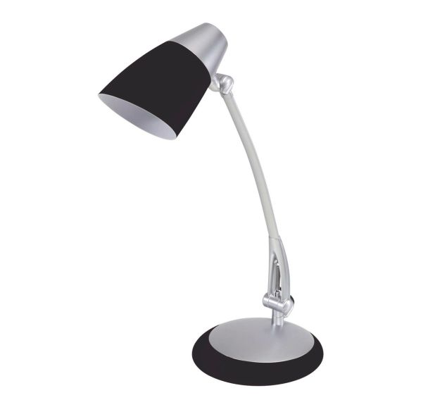 Lampe de bureau compatible Fluo / LED Noir /Gris métal