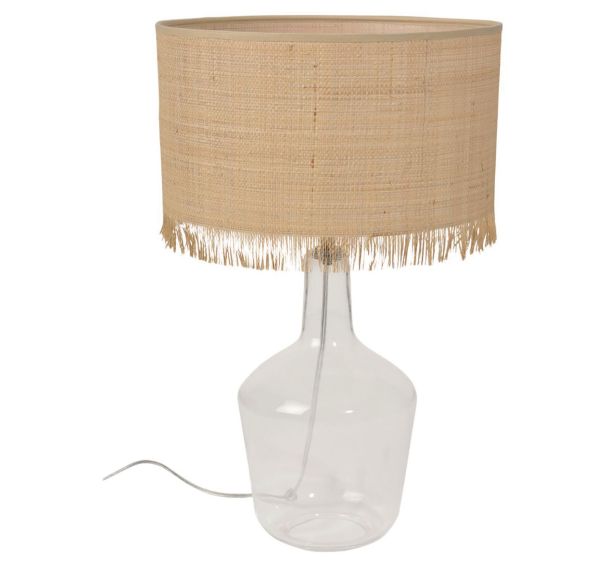 Lampe en verre abat-jour abat-jour cylindre en raphia