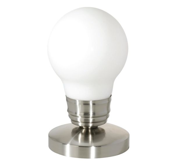 Lampe forme ampoule verre et métal blanc