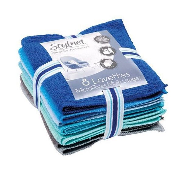Lavette bouclée microfibre - 30x30 cm - Lot de 8