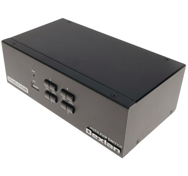 Le Switch KVM 4 ports double ecran HDMI 4K et USB 2.0 et câbles DEXLAN