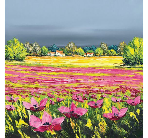 Les pavots 60x60 cm - Châssis 4 cm avec effet miroir