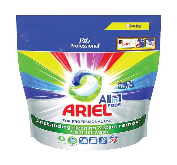 Lessive capsules All in 1 Couleur - Sachet de 70 - Ariel Professional - Lot de 2