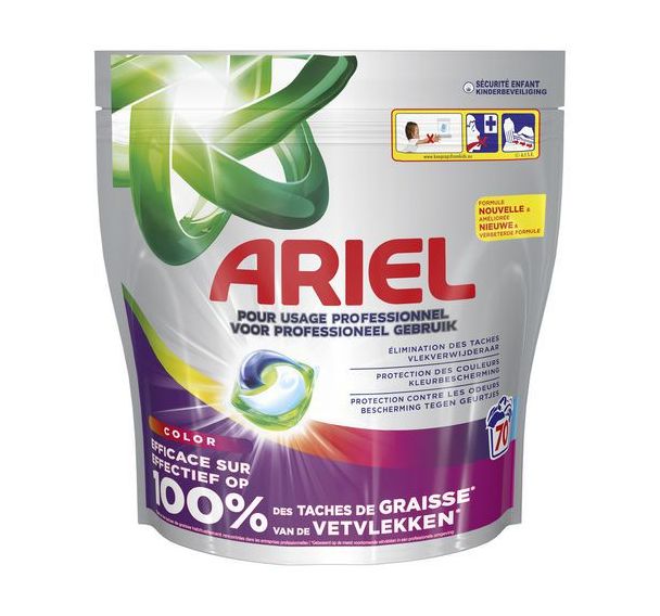 Lessive capsules All in 1 Couleur - Sachet de 70 - Ariel Professional - Lot de 2