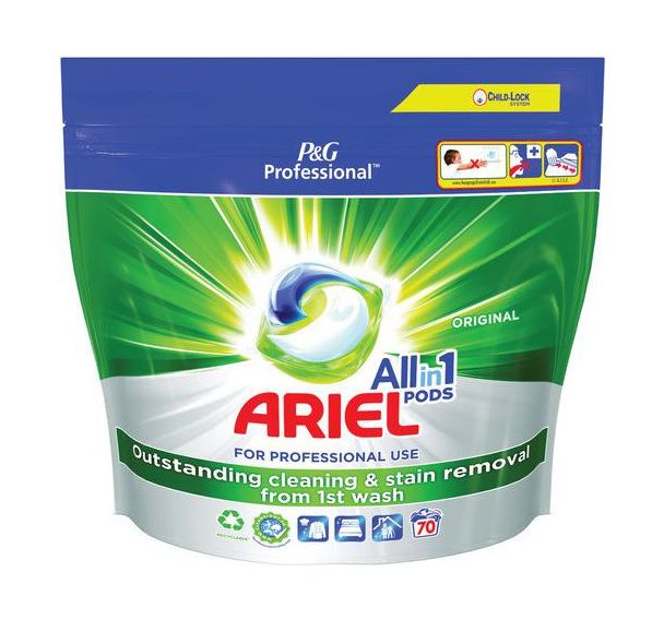 Lessive capsules All in 1 Pods - Sachet de 70 - Ariel Professional - Lot de 2
