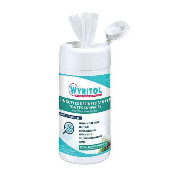 Lingette désinfectante surface Wyritol - Boîte de 120