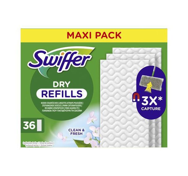 Lingette sèche Dry pour balai Swiffer - Boîte de 36 - Swiffer